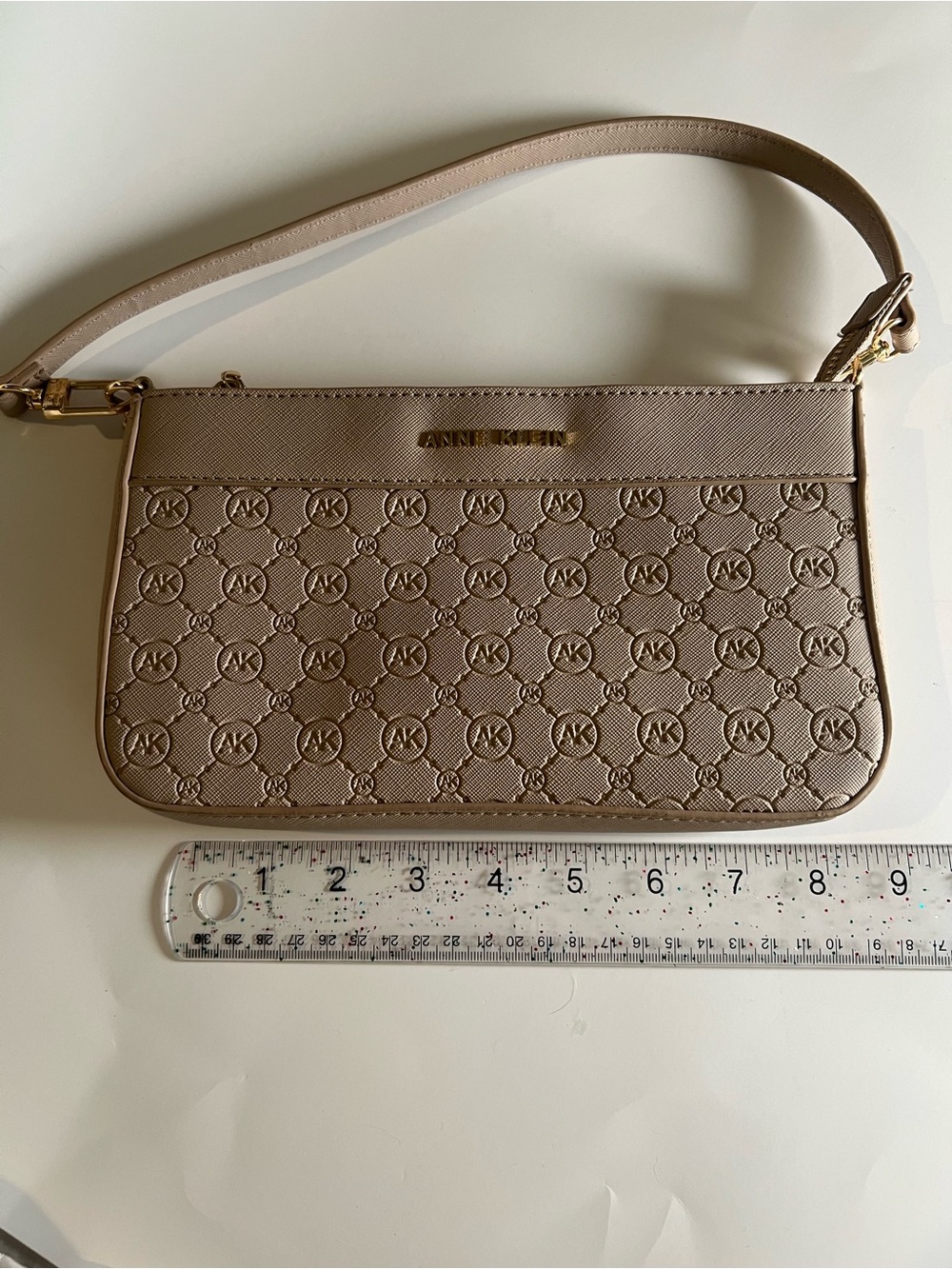 Anne Klein Embossed Taupe Chain-Handle Shoulder Bag - Picture 7 of 13
